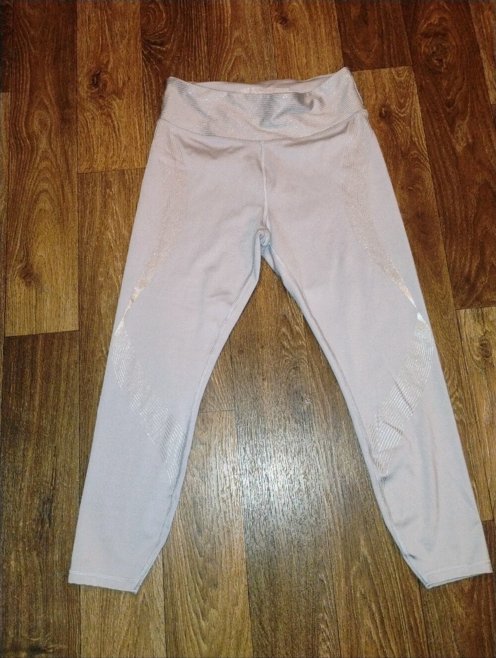 Large Victoria's Secret Light Gray Leggings with Silver Shimmer